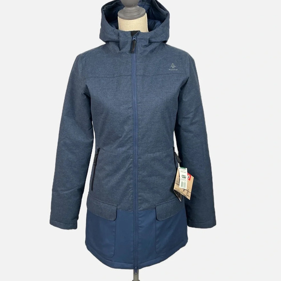 Woods Kala Women’s Faux Down Parka Coat Jacket Size XS Blue Hood Insulated New - Picture 2 of 15